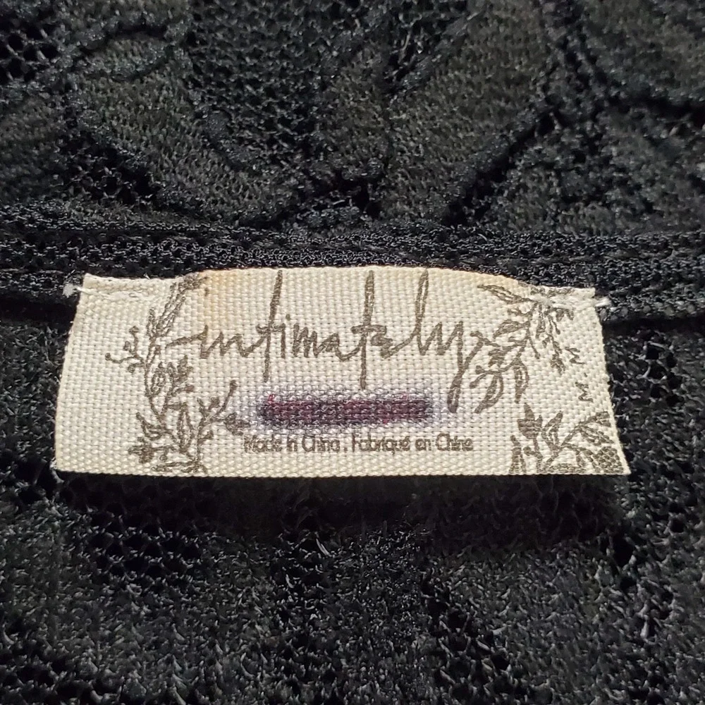 Intimately Free People Womens Crochet Square Neck Lacey Top Size M Black Sheer